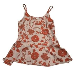 Cabi Womens Shirt Size Medium Peplum Floral Print Spaghetti Strappy Feminine